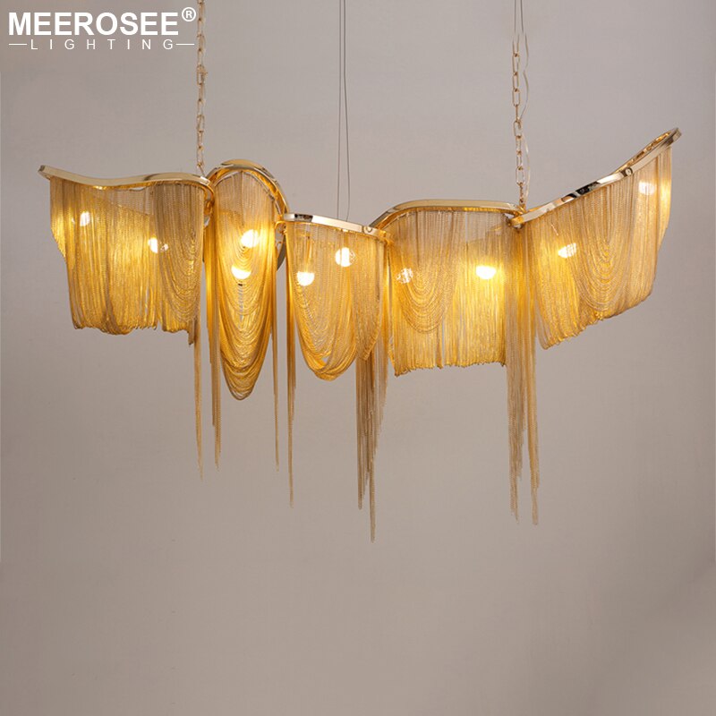 Modern Aluminium Chain Chandelier Lighting Luxury Italy Tassel Chain Drop Lamp Lobby Hotel Club Villa Project Light