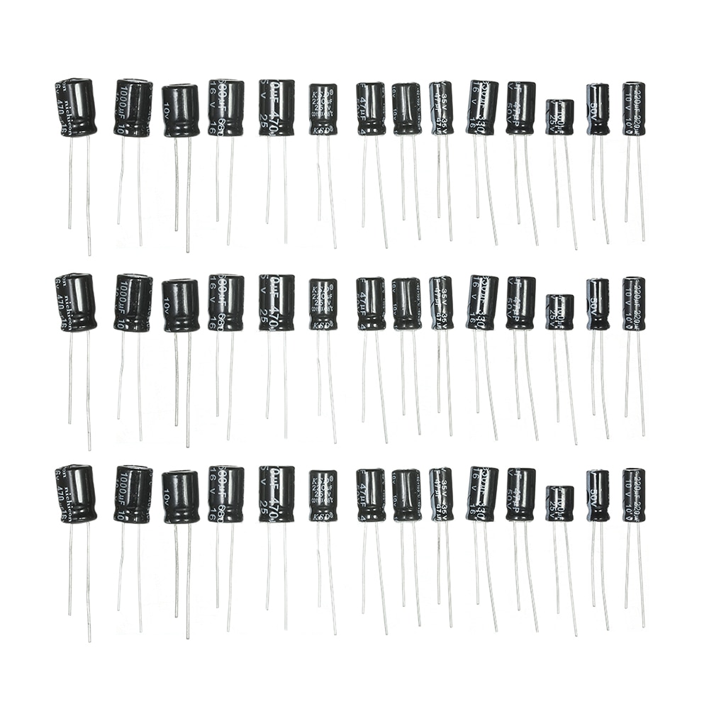12 value 1uF-470uF DIY Electrolytic Capacitor assortment Kit, 16V 25V 50V 1UF 2.2UF 3.3UF 4.7UF 10UF 22UF 33UF 47UF 100UF 220UF