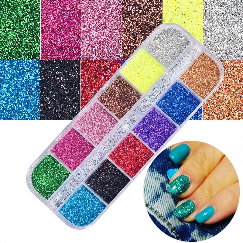 1 Set Laser Shinning Pigment Nail Art Glitter Powder Dust Tips for Body Craft Polish Salon 3d Nail Art Decorations