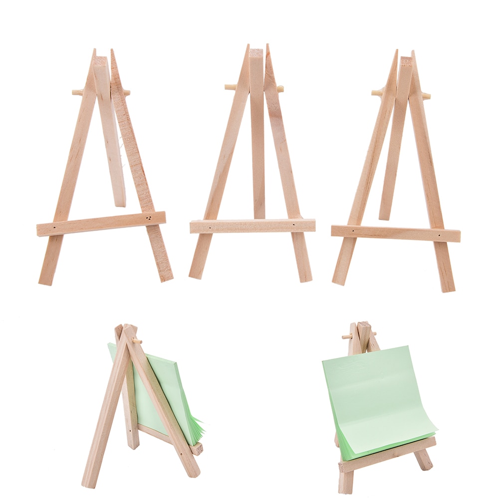 1Pcs Mini Wood Artist Tripod Painting Easel For Photo Painting Postcard Display Holder Frame Cute Desk Decor 12.5*7cm