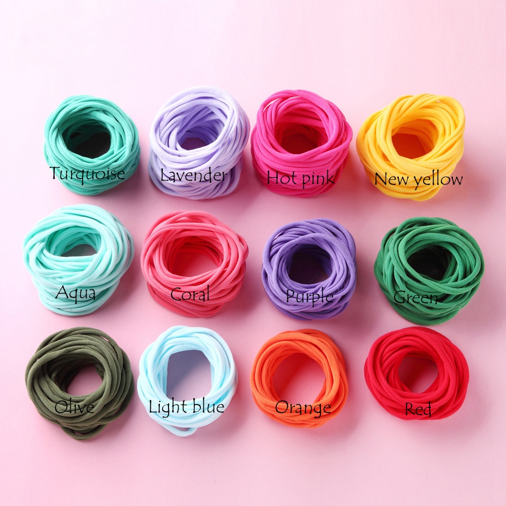 1200 pcs/lot, New Solid Color Nylon Elastic Headbands Super Soft Stretchy Nylon Headbands, one size fits most