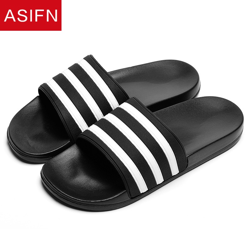 ASIFN Men's Slippers EVA Men Shoes Women Couple Flip Flops Soft Black White Stripes Casual Summer Male Chaussures Femme Slides