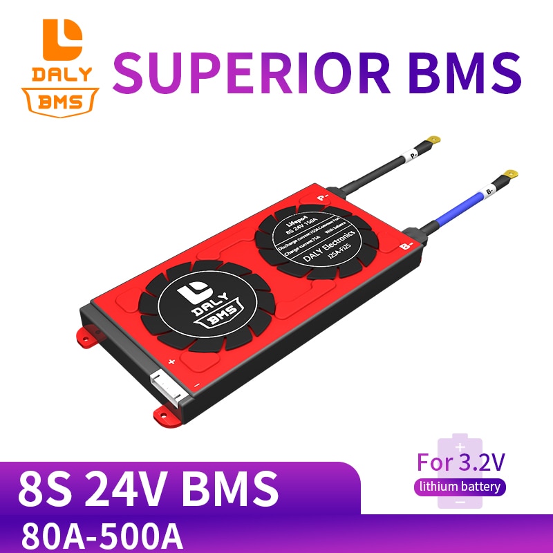 Daly 3.2V LiFePo4 8S 24V 80A 100A 200A 500A 18650 LFP PCM battery protection board BMS with balanced lithium battery module