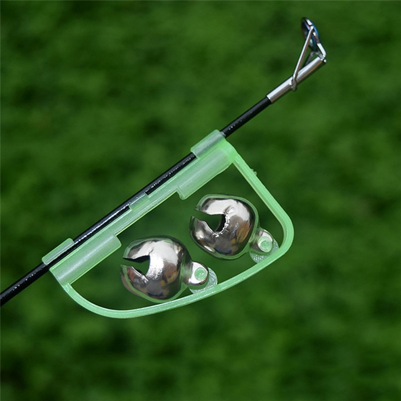 1pcs Fluorescent Fishing Rod Pole Tip Clip Twin Bell Alarm Alert Ring Glow In The Dark Fishing Tackle Box Accessory tool