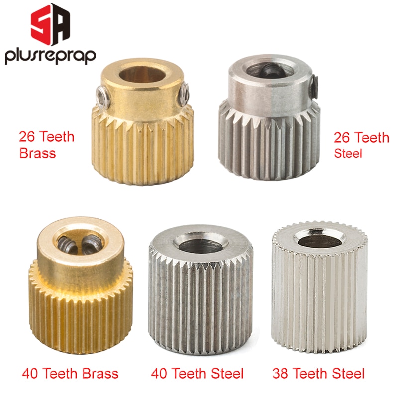 Mk7 MK8 Extrusion Gear 26/38/40 Tooth Teeth Brass or Stainless Steel Drive Gear Feeding Gear Wheel for 3D Printer Extruder