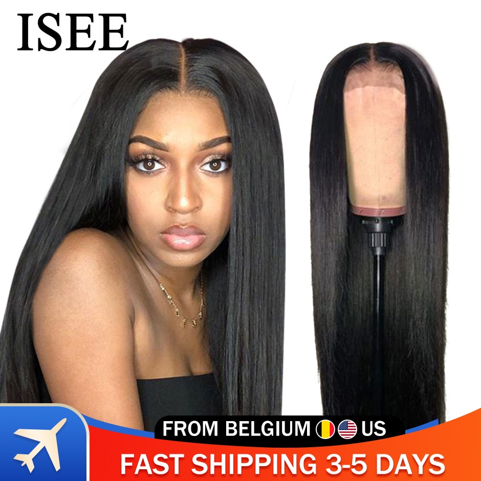 ISEE HAIR Straight Lace Front Human Hair Wigs For Women 13X6 HD Lace Frontal Wig 4X4 Long Malaysian Straight Lace Closure Wig