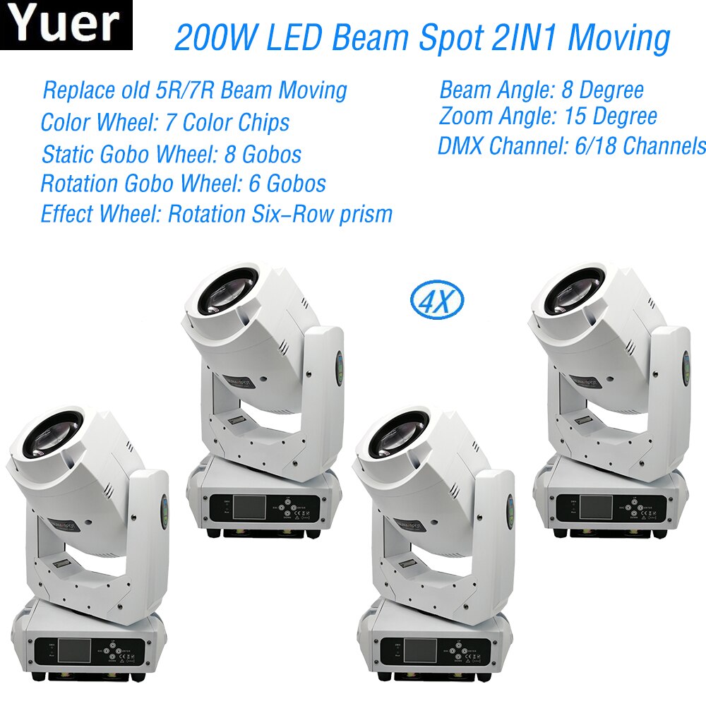 White Shell 200W Led Beam Spot 2in1 Moving Head Light 200W Beam Disco Lights For DJ Club Nightclub Party Dj Disco Stage Light
