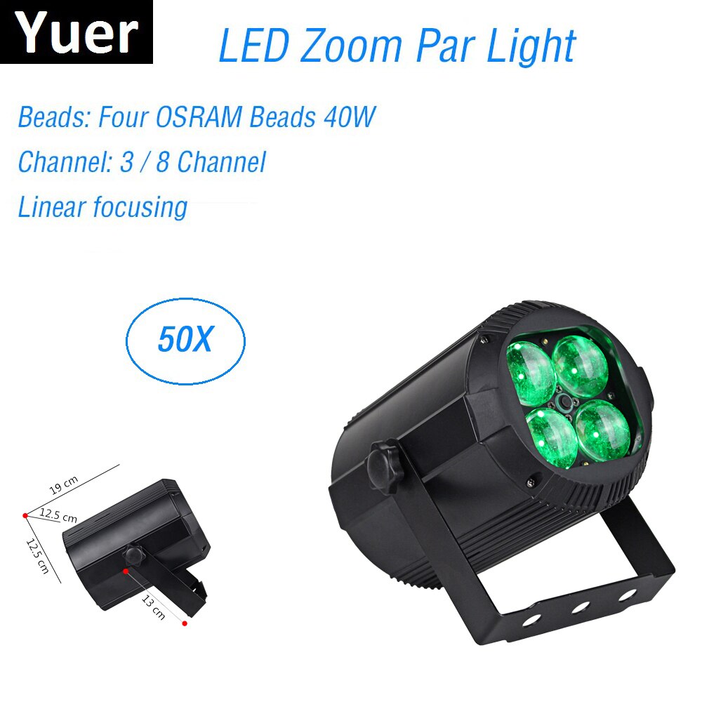 Professional LED Zoom Par 4X10W RGBW Par LED DMX Stage Lighting Effect DMX512 Master-Slave LED Flat Par For Wedding Stage Dj