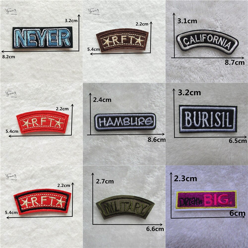 Exquisite Letter English word Patch Embroidered Cute Badges Hippie Iron On Kids Cartoon Patch Stripes For Clothes Stickers Badge