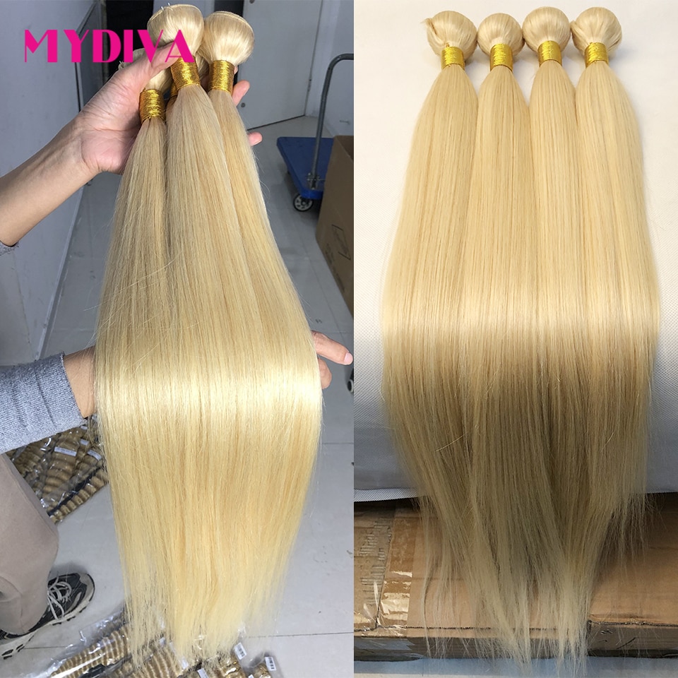 Brazilian Hair Weave Bundles Straight 613 Bundles 30 Inch Blonde Human Hair Bundles Whole Sale Brazilian 10 Bundles Deals Remy