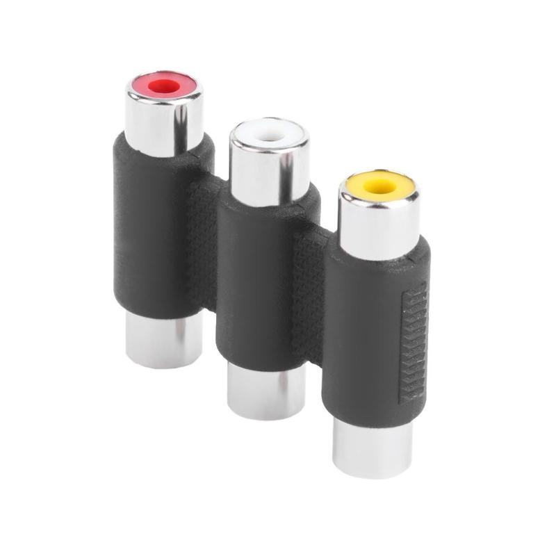 1pc/2pcs 3RCA Female to Female Coupler AV Video Audio Extension Adapter Cable 3 RCA Adapter Connectors Nickel Plated