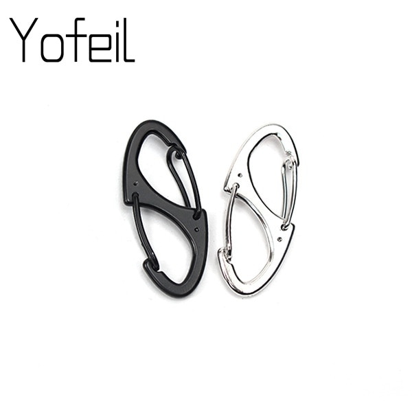 2 PCS Locking Carabiner Keychain 8 Ring Quick Release Clip Rock Climbing Carabiners Key Clip Buckle Outdoor Camping Tool Gear