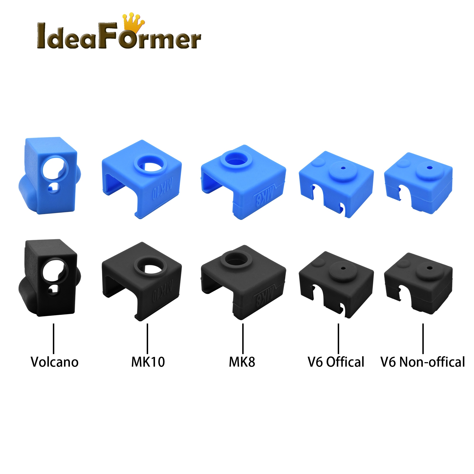 3D Printer V6/MK7 MK8 MK9 / MK10/Volnaco Silicone Socks Block Heater Silicone Insulation cover for 3D printer heating block