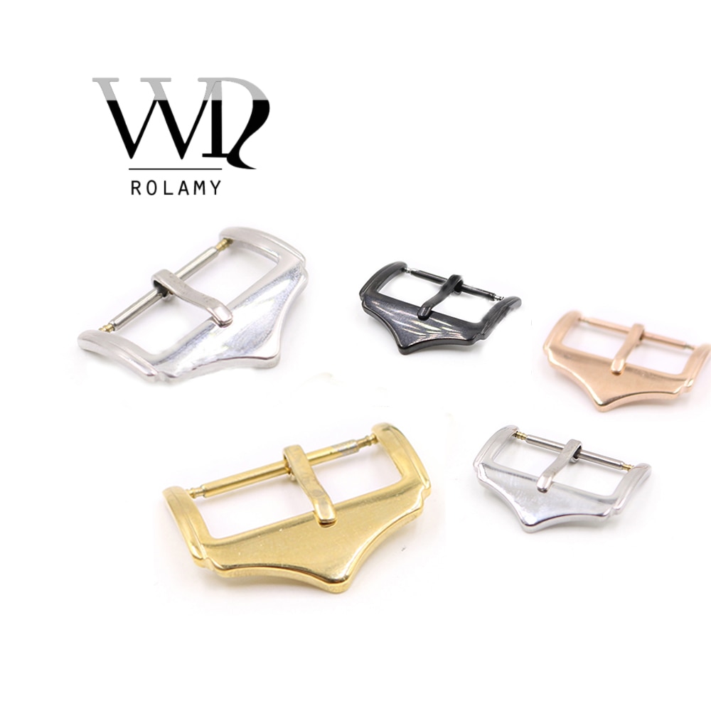 Rolamy 14 16 18 20 22mm Wholesale Replacement 316L Stainless Steel Silver Black Rose Gold 2mm Tang Tongue Pin Watch Buckle