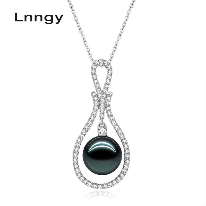 Lnngy 18K Gold 12mm Black Tahiti Pearl Pendant 18K White Gold/Yellow Gold/Rose Gold Diamond Jewelry Separate Droplet Pendant