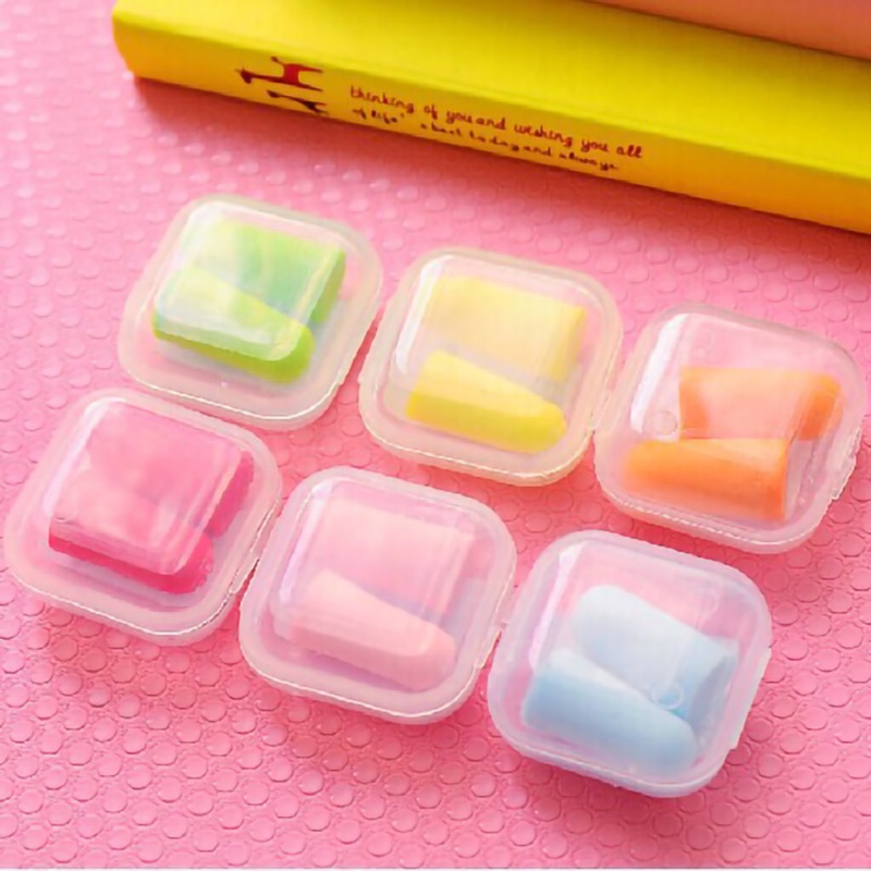 2018 new sale 1 set Soft Foam Ear Plugs Tapered Travel Sleep Noise Prevention Sponge include box