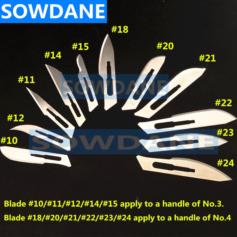 100 Pcs Dentist Scalpel Blades Dental Medical Carbon Steel Surgical Blade Tool Dental Blade Handle Autoclavable