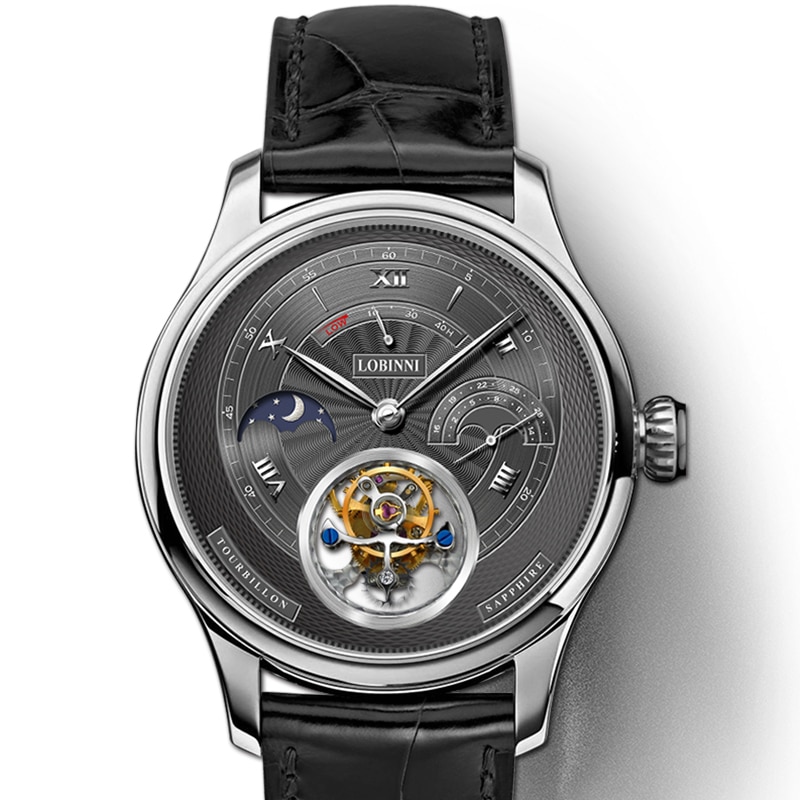 Luxury Brand LOBINNI Watches Men Switzerland Tourbillion Mechanical Men Watch Sapphire Waterproof Energy Display clock L8886-5