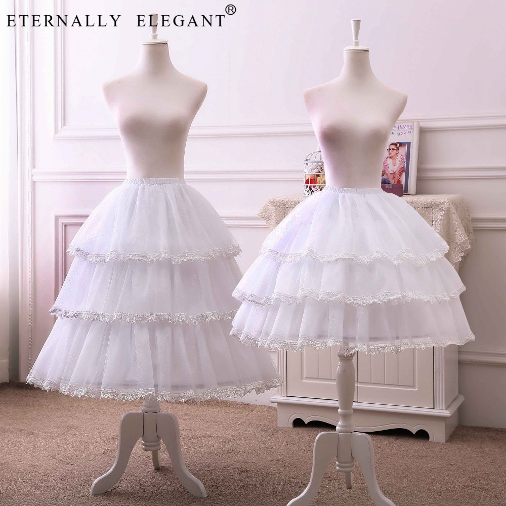 Short 50cm 68cm lolita Cosplay underskirt rockabilly crionline ball gown petticoat 3 Layers Hoop Ruffle A Line Woman