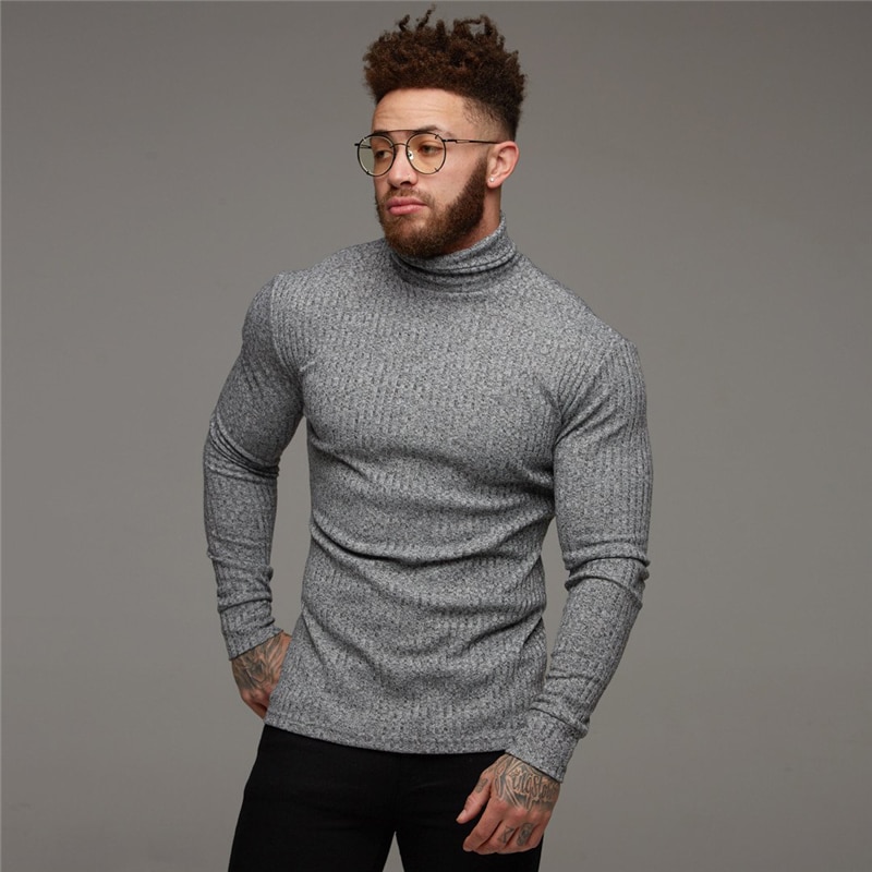 New Fashion Winter Sweater Men Warm Turtleneck Mens Sweaters Slim Fit ...