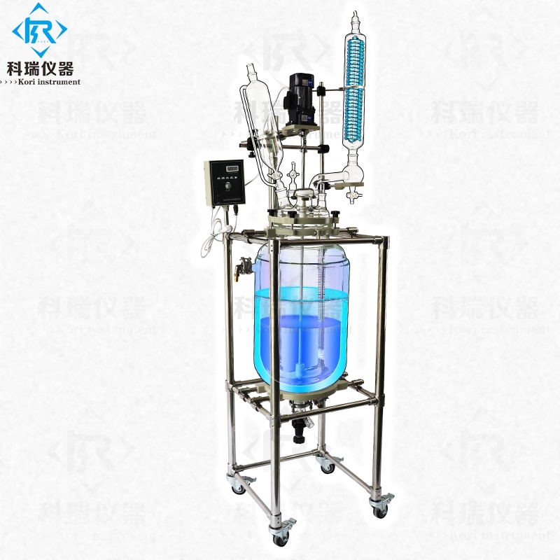 CE Approved chemical 20L Lab Jacketed Glass Reactor/ Double layer glass reactor /glass reactor vacuum system heating cooling