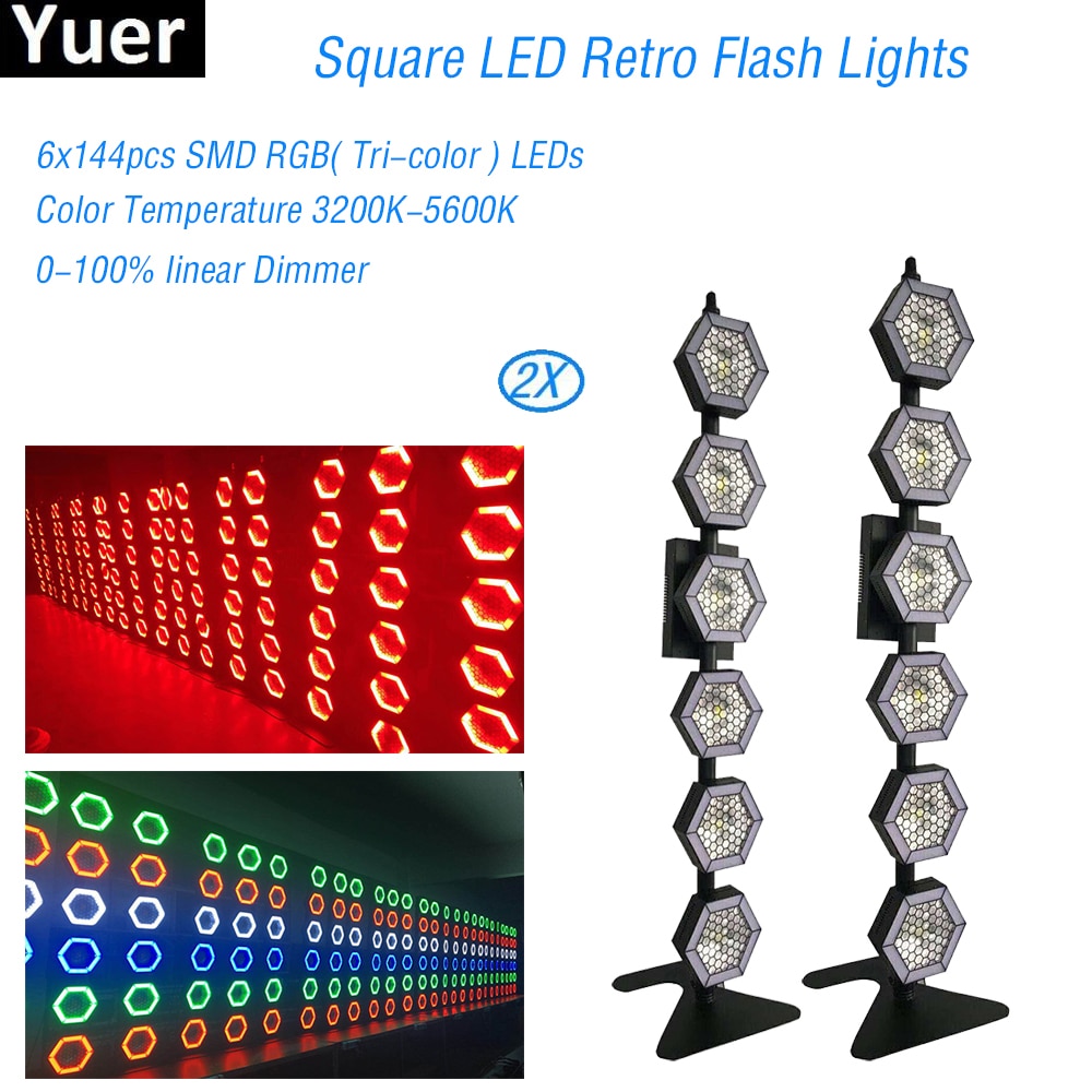 2Pcs/Lot LED Retro Flash Lights 6x144pcs SMD RGB Stage Light 800W Stage Light For Birthday Party DJ Concert Decorative Lamp
