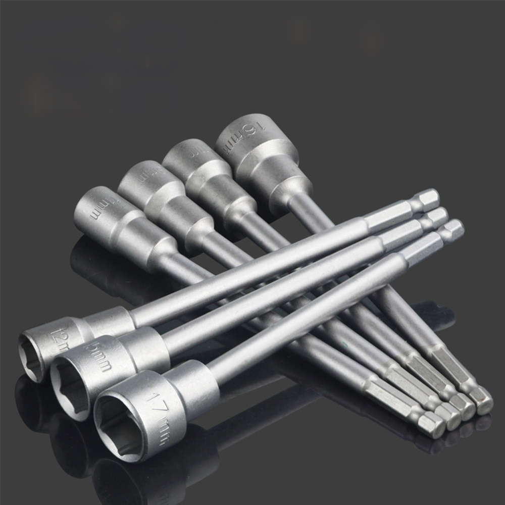1Pcs 1/4" Hex Shank Power Nut Driver Drill Bit Metric Socket Wrench Screw 6-19mm Magnetic Nut Driver Set Socket Adapter