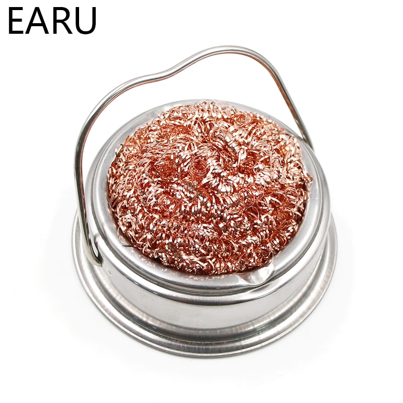 Desoldering Soldering Iron Mesh Filter Cleaning Nozzle Tip Clean Cleaner Dross Cleaning Copper Wire Ball Tin Remove Steel Box