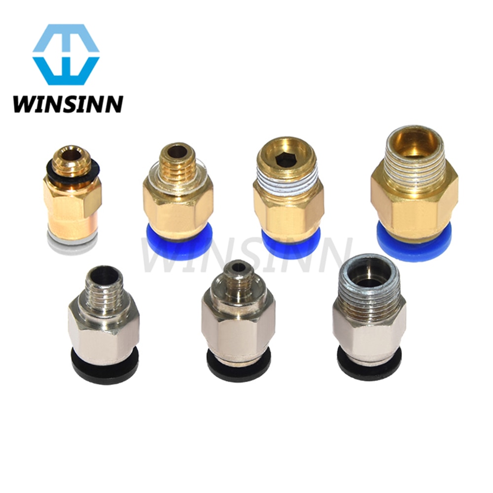 Pneumatic Fittings Connectors PC4-M6 PC4-M5 PC4-01 PC4-M10 PC6-01 PC6-M10 For 4mm 6mm Tube PTFE Quick J-head Hotend Extruder