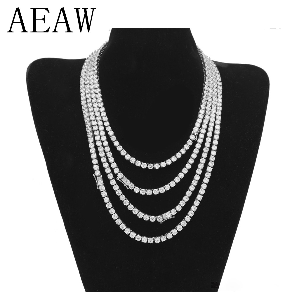 50cm Full Moissanite Necklace Solid 18K Yellow GoldDEF Color 17ctw 3mm EF Moissanite Diamond Tennis Necklace For Women
