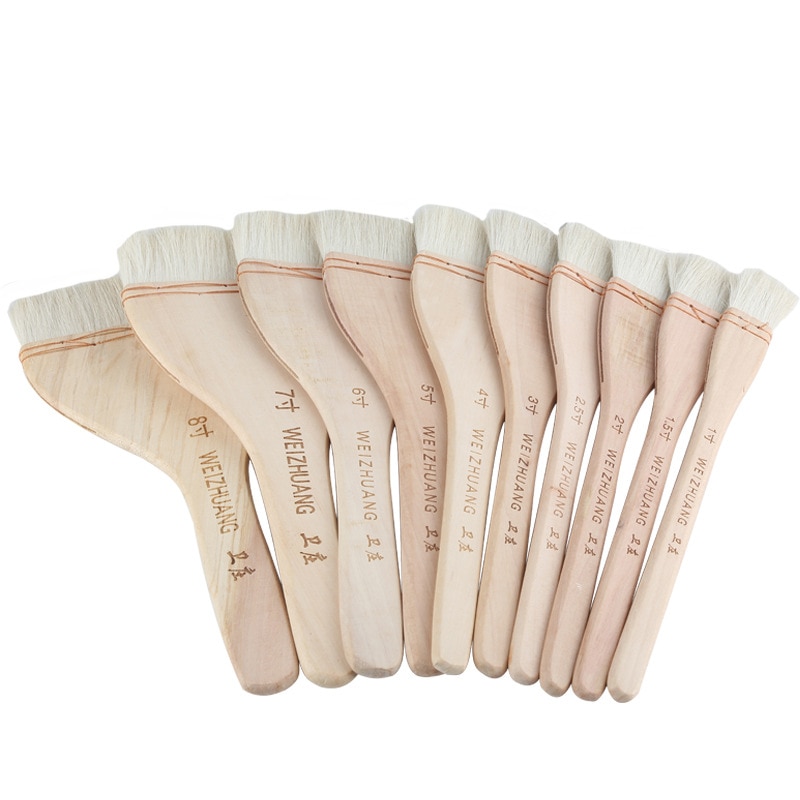 High Quality Wooden Handle Goat Hair Paint Brushes for Wall Different Size Watercolor Acrylic Oil Painting School Art Supplies