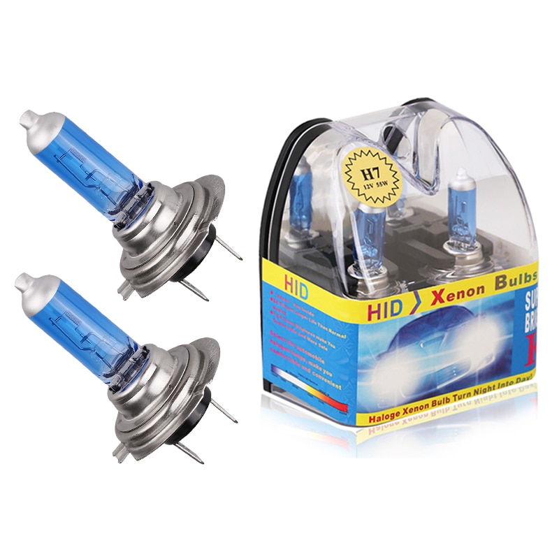 2pcs/Box H7 55W Halogen Bulb with Retail package H7 12V 6000K Super Bright White Halogen Headlight Lamp Fog Lights Car Styling