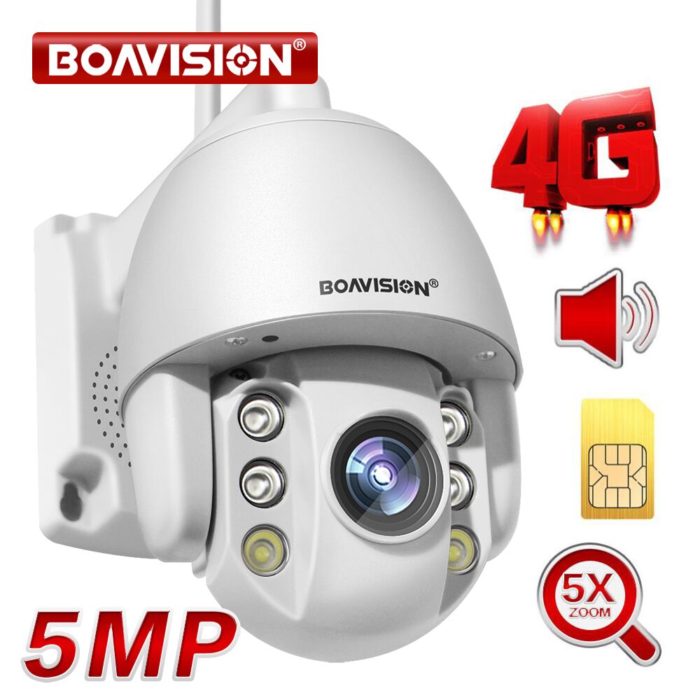 5MP 2MP SIM Card 3G 4G Wireless Mini PTZ Dome Camera AI human Auto Tracking Outdoor 5X Zoom Two Way Audio CCTV Security Camera