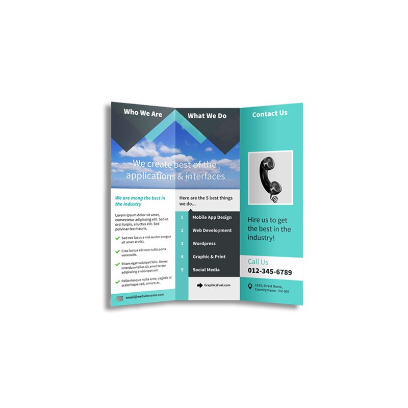 Tri-fold Colorful Company Brochure Booklet Leaflet Flyer Printing