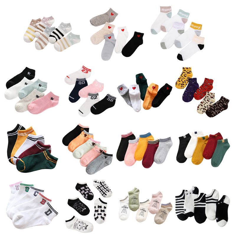 15 Styles Women Unisex Korean Cotton Short Boat Socks Non-Slip Ribbed Sweet Girls Leopard Cute Cat Printed Hosiery Random Color