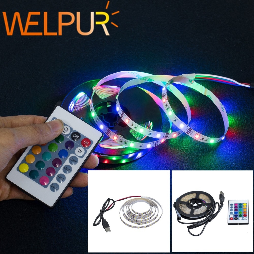 LED Strip Light USB 2835SMD DC5V Flexible LED Lamp Tape Ribbon RGB 1M 2M 3M 4M 5M TV Desktop Screen BackLight Diode light