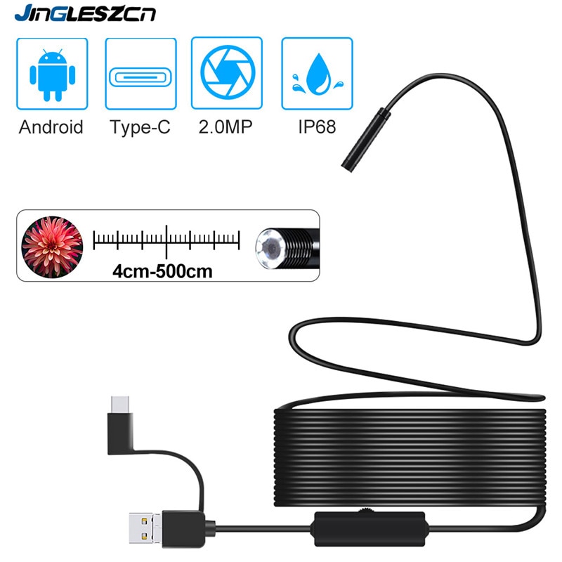 Newest 1080P USB Inspection Camera 2.0 MP IP67 USB Type-C Scope Camera with 8 LED for Android OTG Samsung Huawei Xiaomi PC