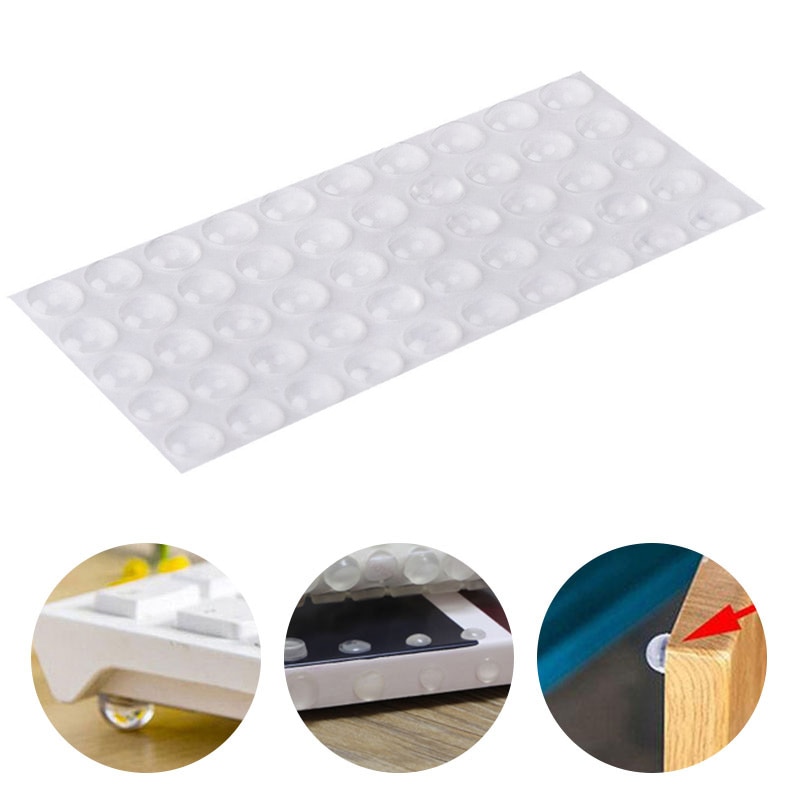 50pcs Hemispherical Shape Rubber Bumper Damper Furniture Legs Shock Absorber Door Convenient Drawer Self Adhesive Transparent