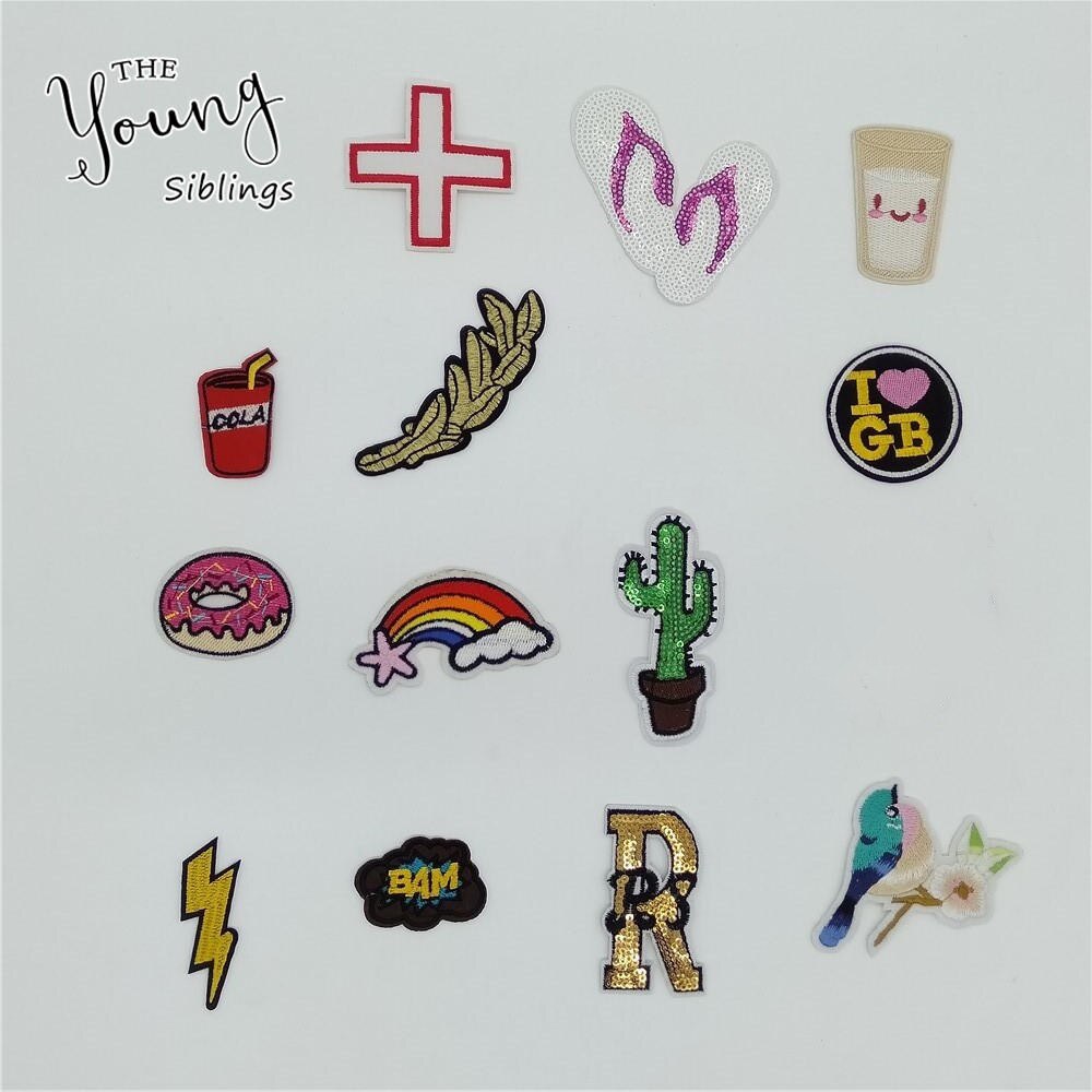 Different style High quality Cartoon Hot melt adhesive Applique Embroidery Patches Stripes DIY Clothing Accessories C2222-C2251