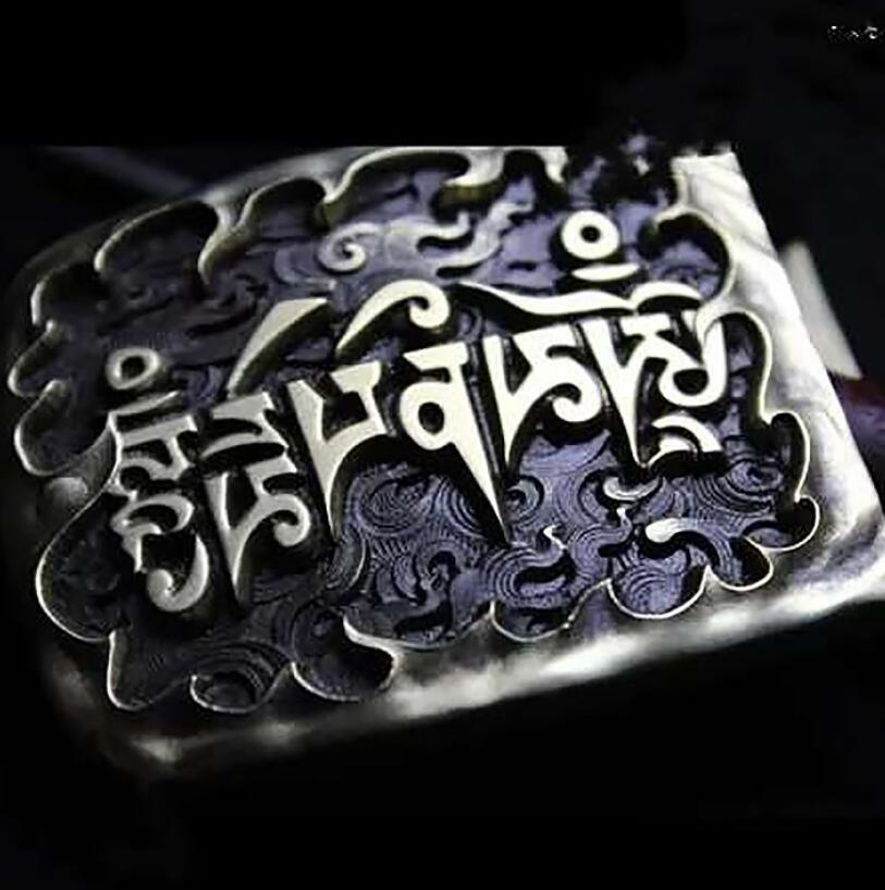 999 silver engave retro men 's belt buckle jewelry