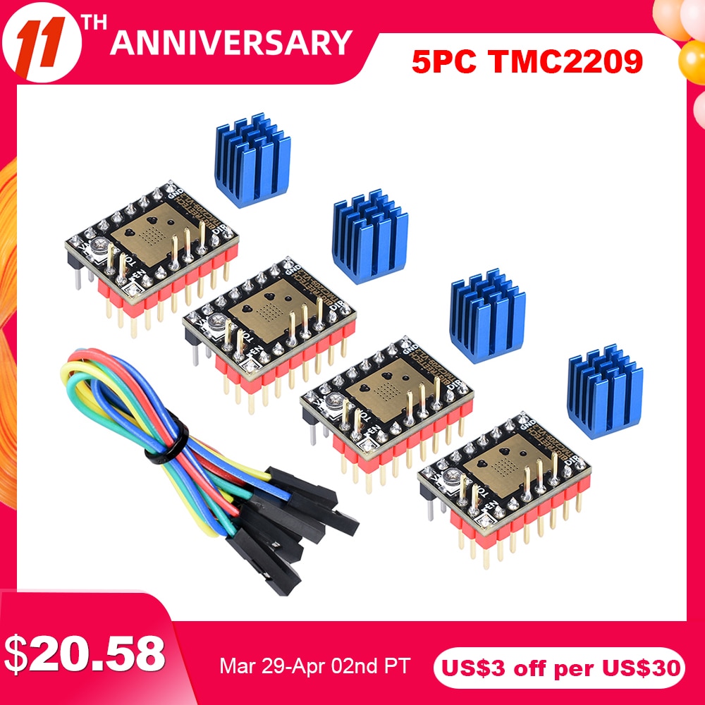 BIGTREETECH TMC2209 V1.2 Stepper Motor Driver TMC2208 UART 2.8A 3D Printer Parts TMC2130 For SKR V1.3 V1. 4 SKR mini E3 Board
