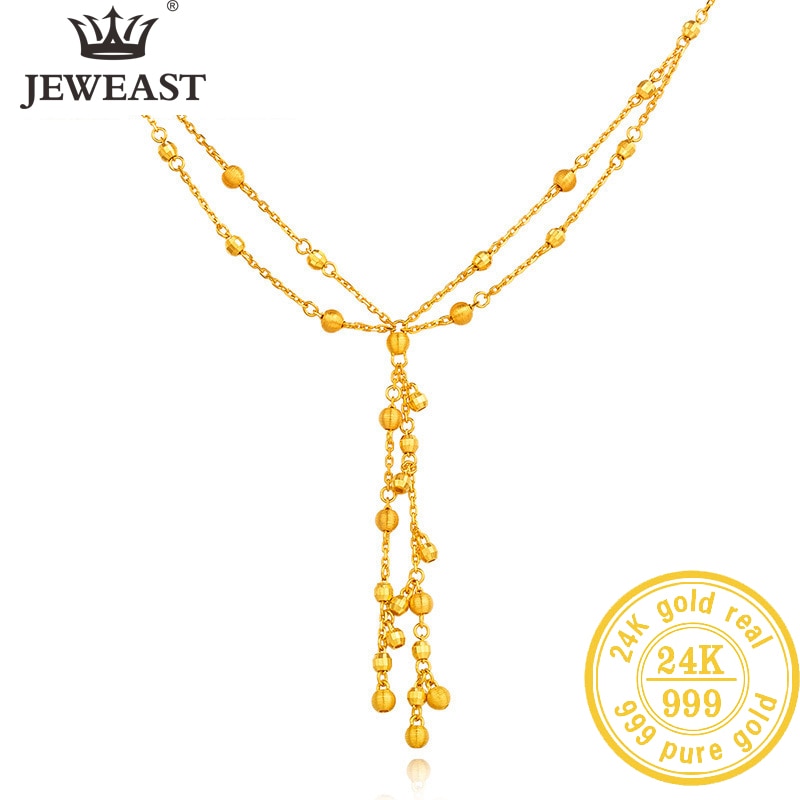 BTSS 24K Pure Gold Necklace Real AU 999 Solid Gold Chain Beautiful Upscale Trendy Classic Party Fine Jewelry Hot Sell New 2020