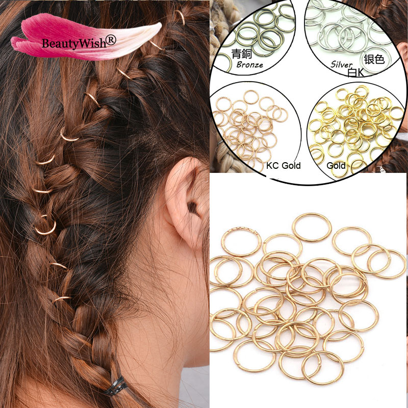 20pcs/lot Golden/ Silver Hair Braid Dreadlock Bead Cuff Clip Braid Hoop Circle Approx 14mm Inner Hole