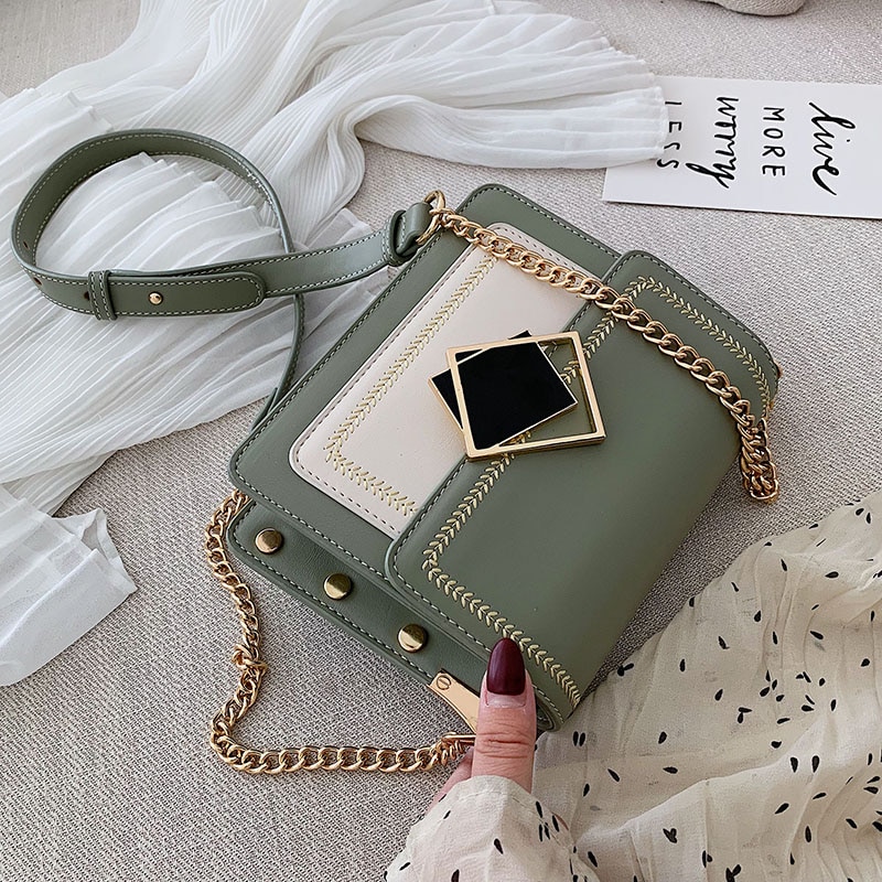 Chain Pu Leather Crossbody Bags For Women 2021 Small Shoulder Simple Special Lock Design Female Travel Handbags