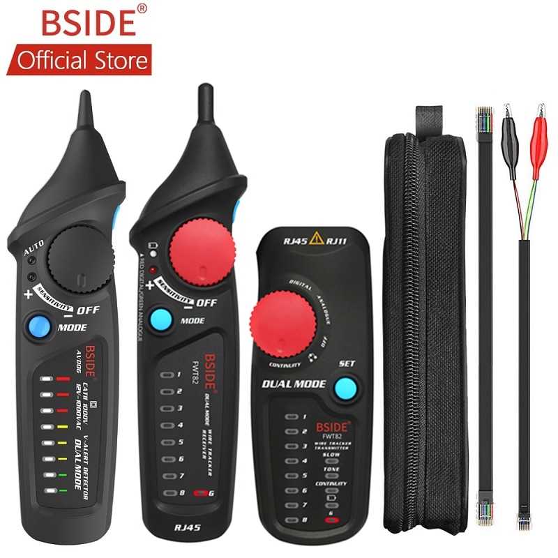 BSIDE FWT82 Digital Mode Network Cable Tracker Wire Toner RJ45 RJ11 Ethernet LAN Tracer Analyzer Detector Line Finder with AVD06
