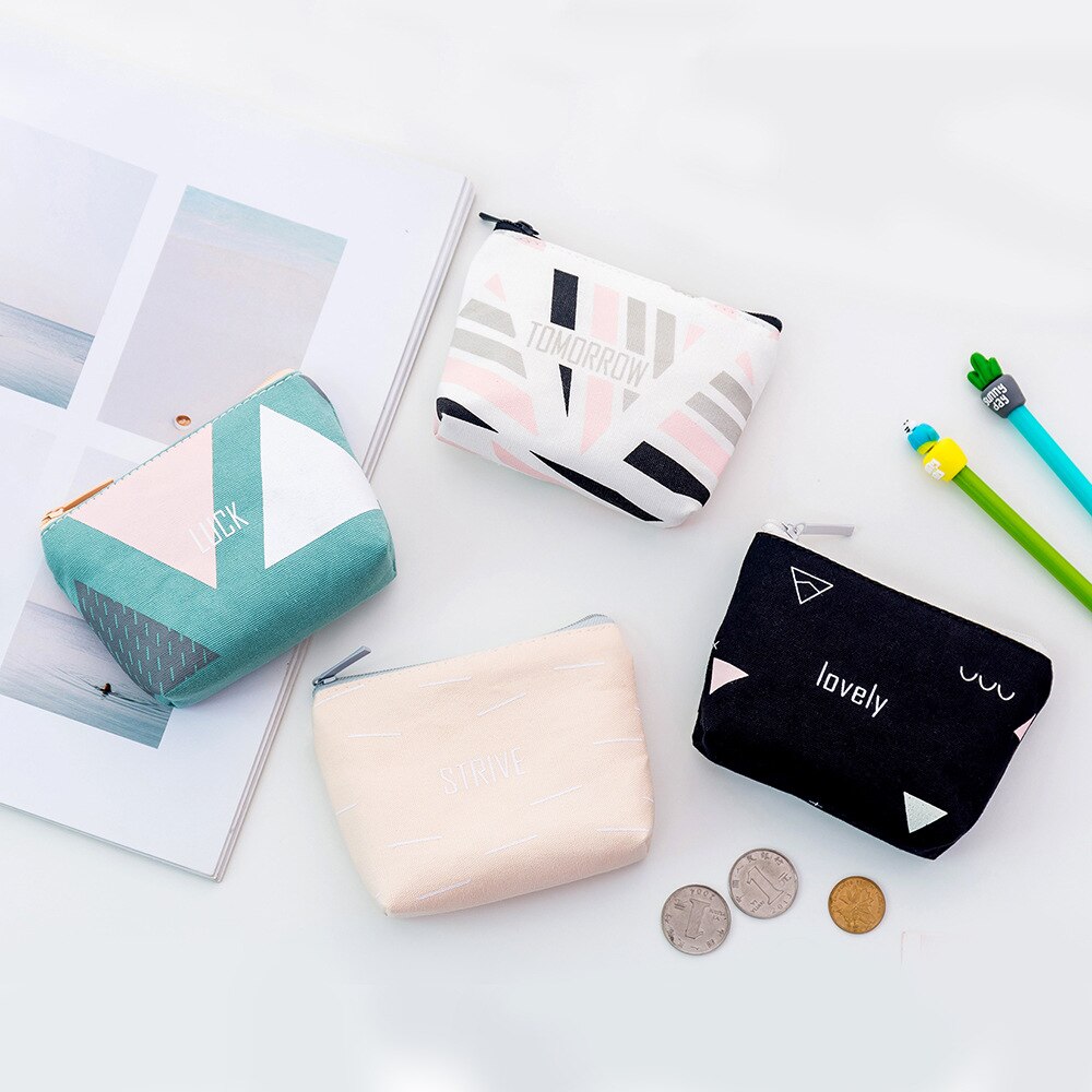 Cute Small Zipper Women Girls Canvas Fashion Coin Purse Wallet Bag Change Pouch Key Card Mini Wallets Snacks Coin Purse Fashion