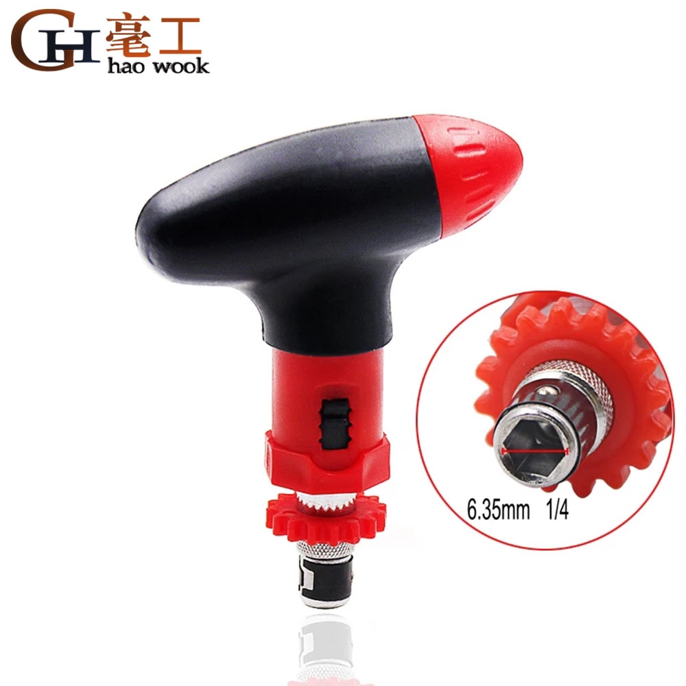 Manual T-type ratchet screwdriver quick bolt driver batch 6.35mm can rotate forward reverse Screwdrivers Tools