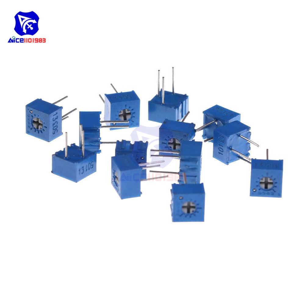 3362P 3362 3Pin Trimmer Potentiometer Variable Resistor 100R 200R 500R 1K 2K 5K 10K 20K 50K 100K 200K 500K 1M Ohm Cermet Trimpot
