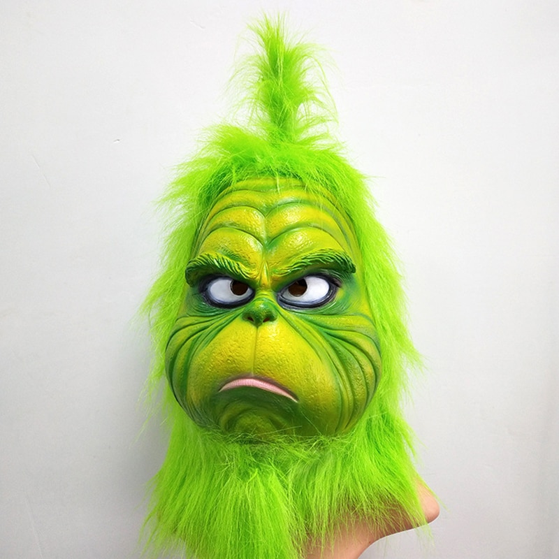 Cute How Christmas Geek Stole Christmas Cosplay Mask Latex Halloween XMAS Full Head Latex Mask Cosplay Costume Mask Props