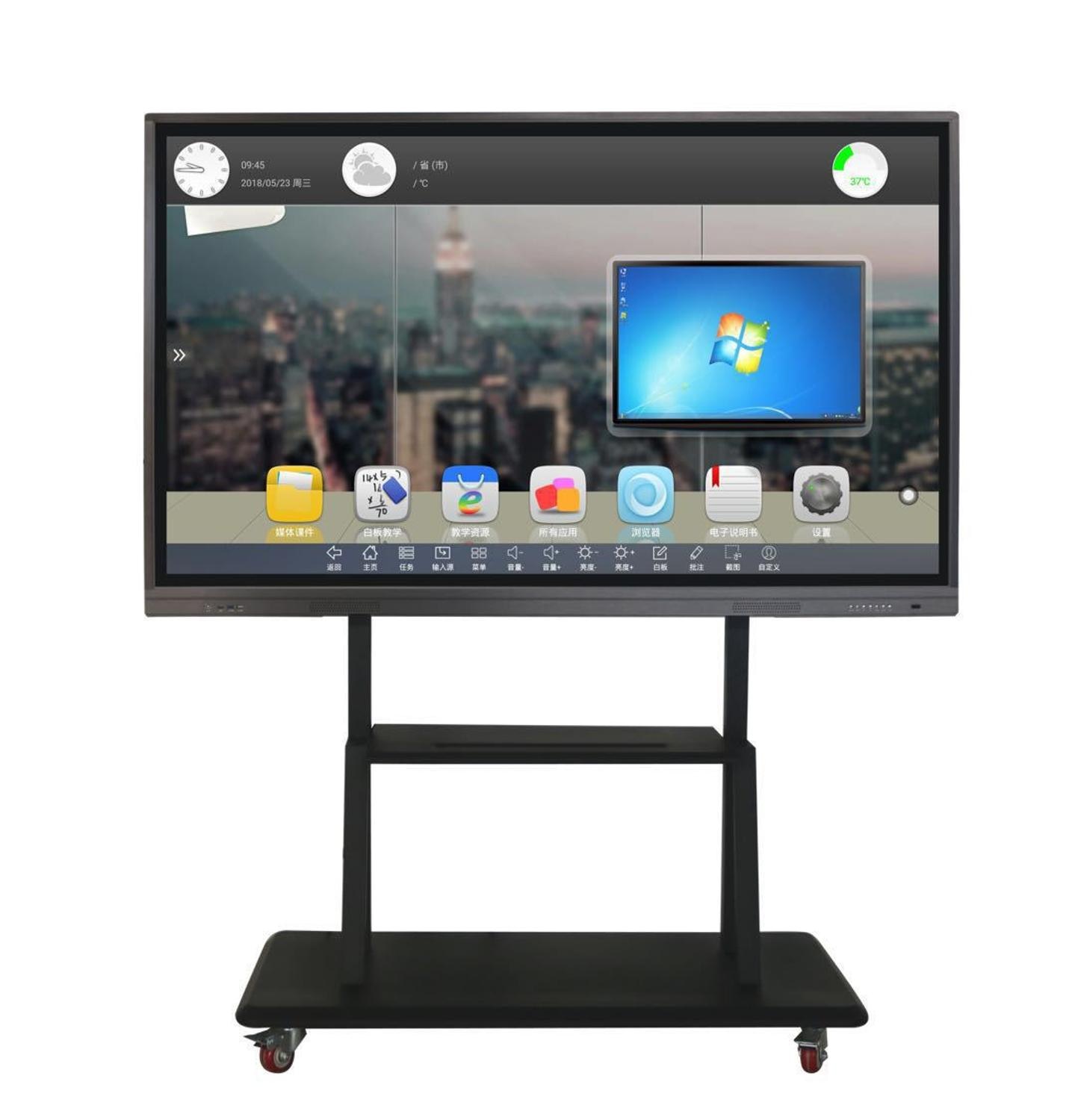 55 65 75 inch 6 in 1 LED television TV function Interactive touch screen electronic teaching whiteboard with PC built in